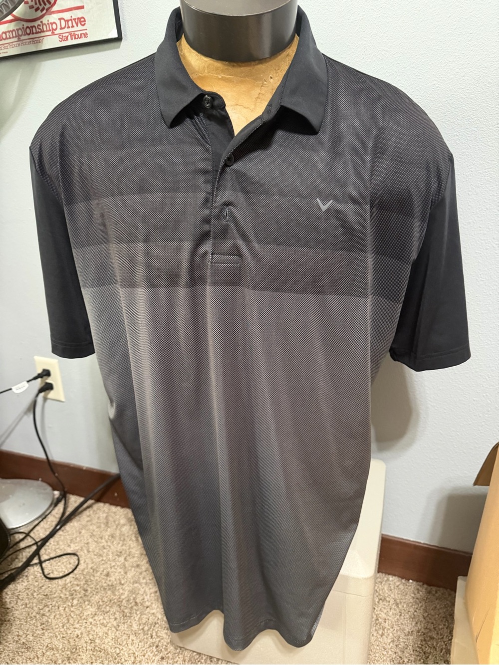 Callaway OptiDri Men’s Black & Gray Ombre Golf Polo